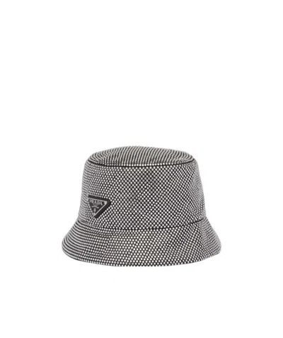 PRADA PRADA EMBELLISHED LOGO PLAQUE BUCKET HAT