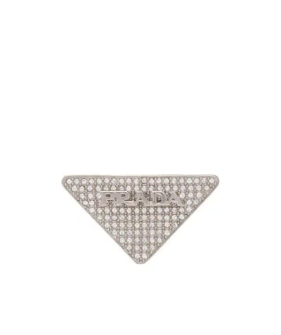 PRADA CRYSTAL LOGO JEWELS LEFT EARRING