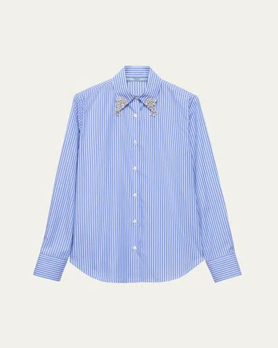 PRADA CRYSTAL STRIPE POPLIN SHIRT