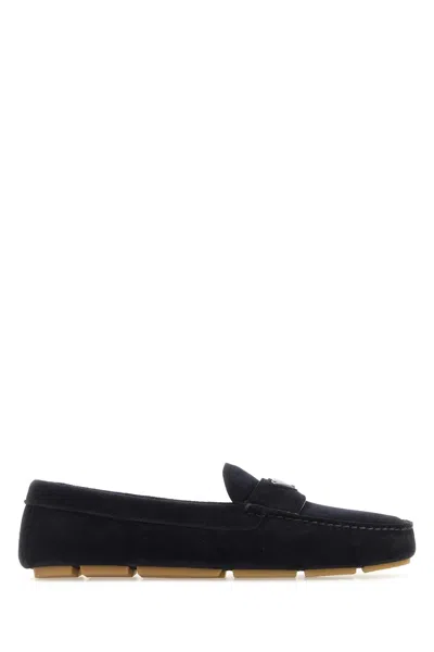 PRADA DARK BLUE SUEDE LOAFERS