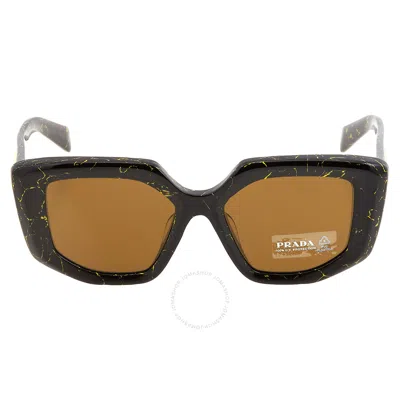 PRADA PRADA DARK BROWN IRREGULAR LADIES SUNGLASSES PR 14ZSF 19D01T 52