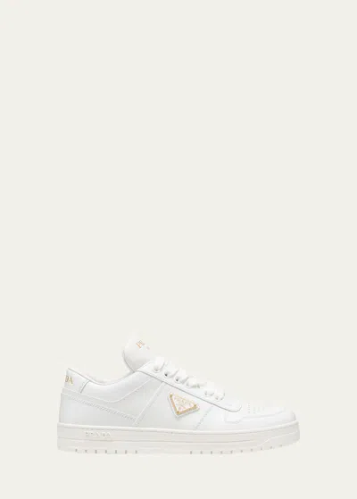 PRADA DOWNTOWN LEATHER LOW-TOP SNEAKERS