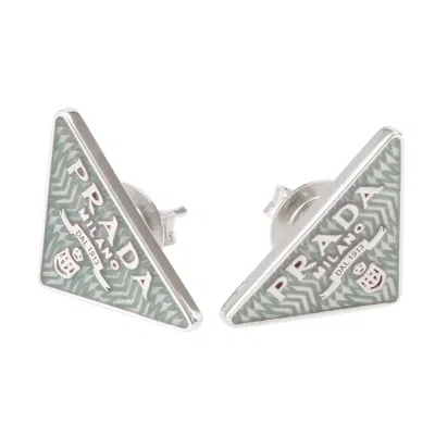 PRADA PRADA EARRINGS STUD WOMEN'S NICKEL FREE 1JO953 2CMY F0M10 GREEN