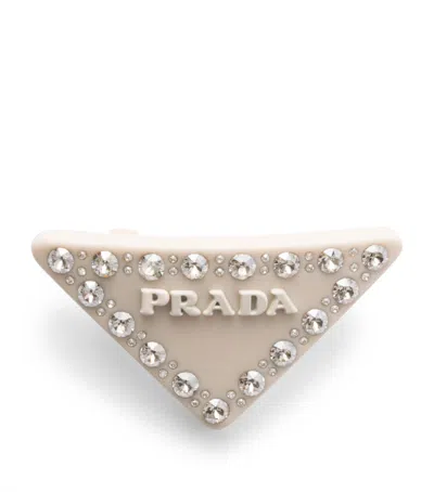 PRADA EMBELLISHED TRIANGLE BARRETTE HAIR CLIP
