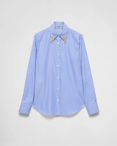 PRADA PRADA EMBROIDERED STRIPE POPLIN SHIRT