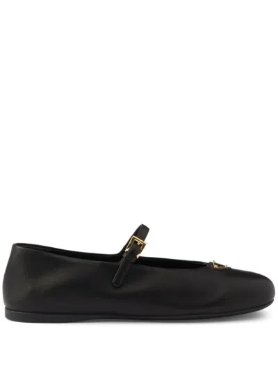 PRADA ENAMEL LOGO BALLERINA SHOES