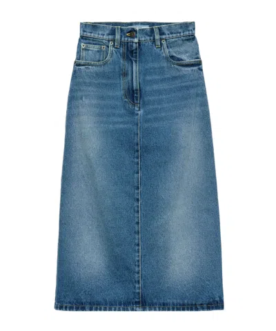 PRADA PRADA LOGO-PATCH DENIM SKIRT