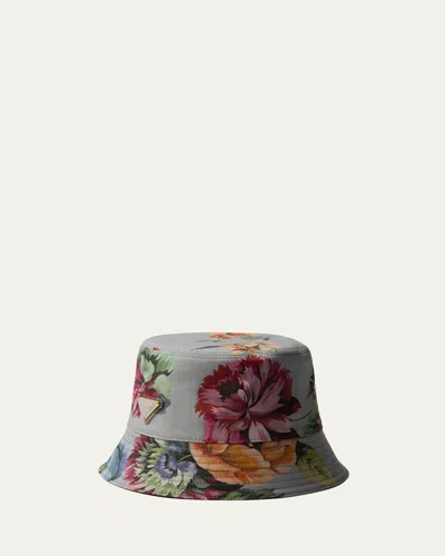 PRADA FLORAL COTTON BUCKET HAT