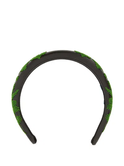 PRADA FLORAL-EMBROIDERED HAIR BAND