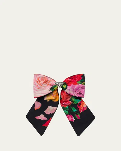 PRADA FLORAL RE-NYLON HAIR BOW