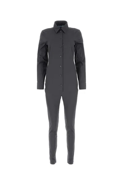 PRADA GRAPHITE STRETCH POPLIN JUMPSUIT