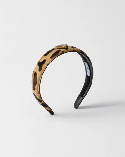PRADA HEADBAND AUS BEDRUCKTEM LEDER