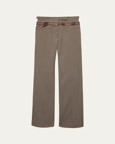 PRADA INSET BELT WOOL PANTS