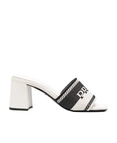 PRADA INTARSIA-KNIT LOGO MULES