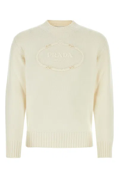 PRADA IVORY WOOL BLEND SWEATER