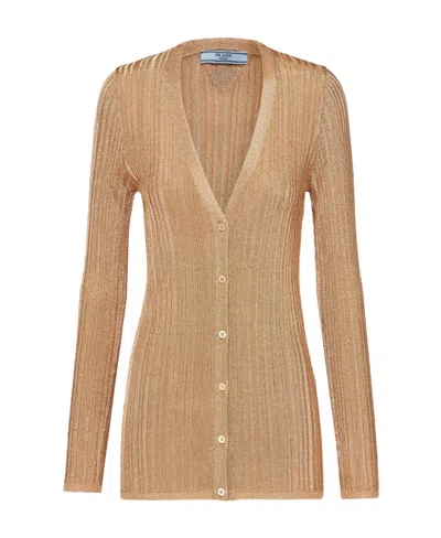 PRADA PRADA TRIANGLE LOGO KNIT CARDIGAN