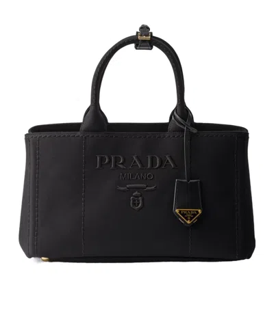 PRADA PRADA LOGO-EMBROIDERED LARGE HANDBAG