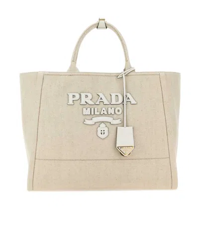 PRADA PRADA LOGO-APPLIQUÉ LARGE TOP HANDLE BAG