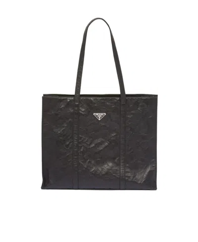 PRADA LARGE ANTIQUE NAPPA LEATHER TOTE