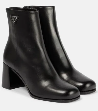 PRADA LEATHER ANKLE BOOTS