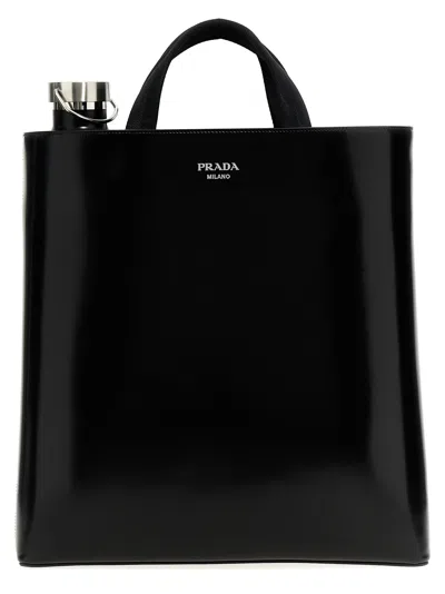 PRADA LEATHER + BOTTLE SHOPPING BAG