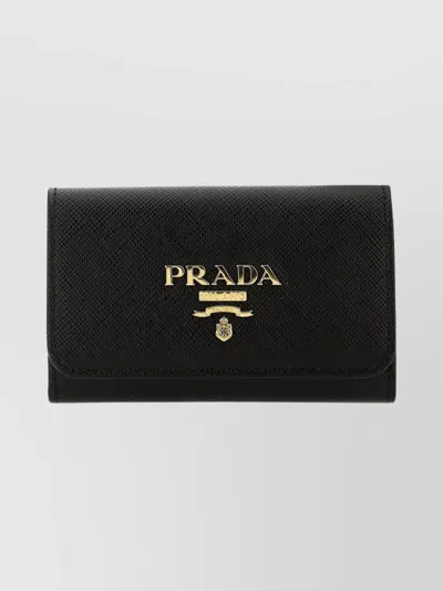 PRADA LEATHER KEY RING CASE WITH FLAP