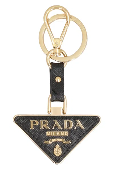 PRADA LEATHER KEYRING WITH LOGO