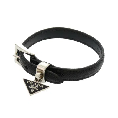 PRADA LEATHER METAL CHARM BRACELET (PRE-OWNED)