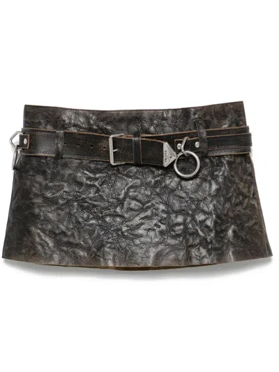 PRADA LEATHER MINI SKIRT