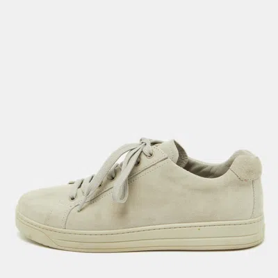 PRADA LIGHT GREY SUEDE LOW TOP SNEAKERS SIZE 38
