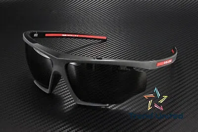 PRADA PRADA LINEA ROSSA PS 07YS DG006F BLACK RUBBER DARK GREY 76 MM MEN'S SUNGLASSES