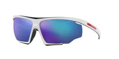 PRADA PRADA LINEA ROSSA PS 07YS WHITE BLACK/BLUE MIRRORED (15K-08R) SUNGLASSES