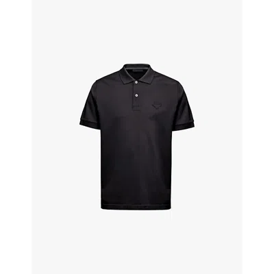 PRADA MENS PRADA LOGO-BADGE SLIM-FIT COTTON-PIQUÉ POLO SHIRT