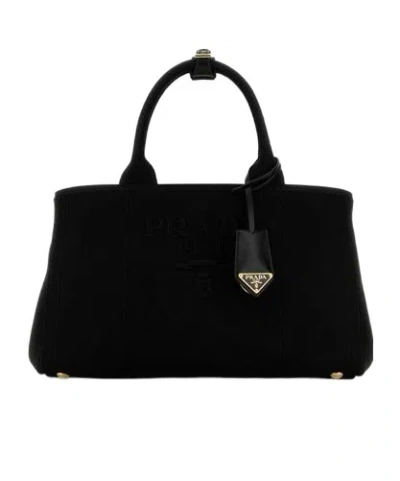 PRADA PRADA LOGO-EMBROIDERED LARGE HANDBAG