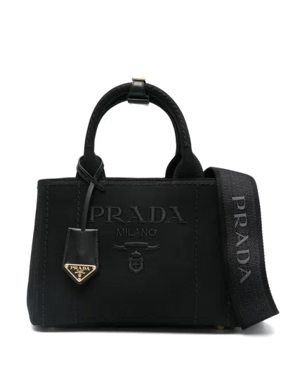 PRADA LOGO-EMBROIDERED TOTE BAG