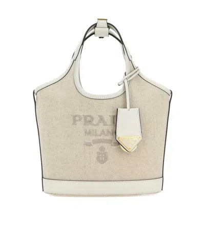 PRADA PRADA LOGO PRINT MINI BUCKET BAG