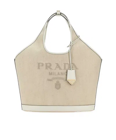 PRADA PRADA LOGO-DETAILED LARGE TOP HANDLE BAG