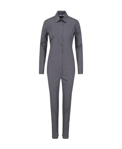 PRADA PRADA LONG-SLEEVED BUTTONED JUMPSUIT