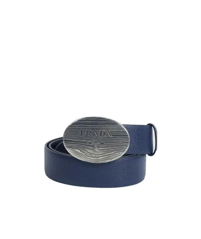 PRADA TEXTURED-BUCKLE BELT