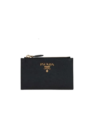 PRADA LOGO-PLAQUE LEATHER WALLET