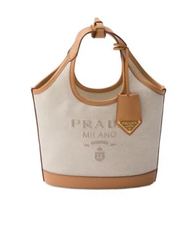 PRADA PRADA LOGO PRINT MINI BUCKET BAG
