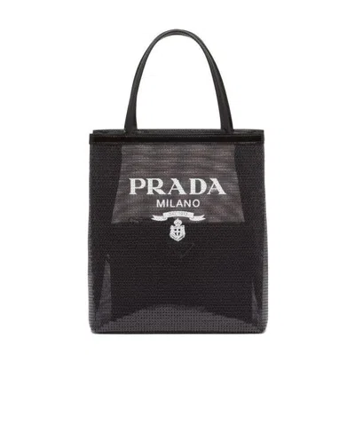 PRADA SMALL SEQUINED MESH TOTE BAG