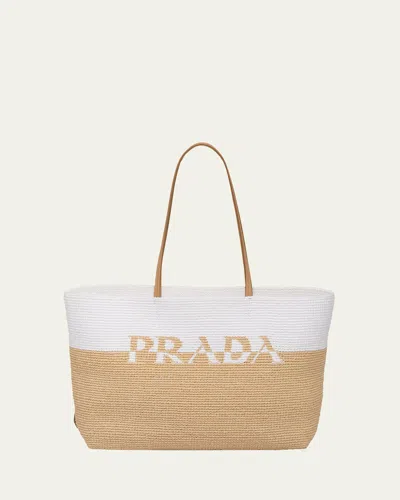 PRADA LOGO TWO-TONE TOTE BAG