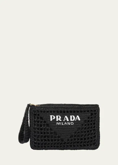 PRADA LOGO ZIP CLUTCH BAG