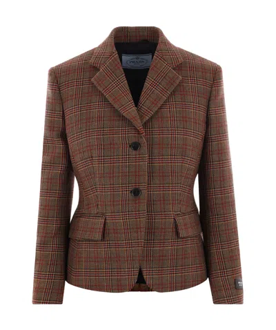 PRADA PRADA CHECKED SINGLE BREASTED JACKET