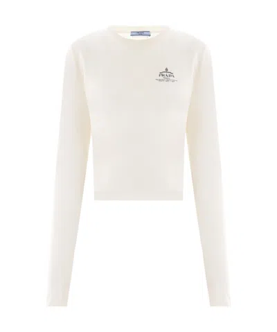 PRADA PRADA LOGO-SLEEVED CROPPED T-SHIRT