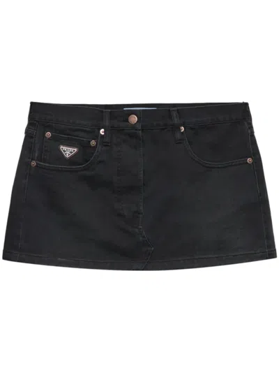 PRADA LOW-RISE DENIM MINI-SKIRT