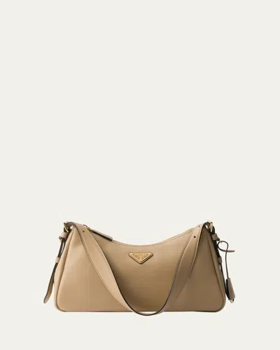 PRADA MEDIUM AIMEE ZIP LEATHER SHOULDER BAG