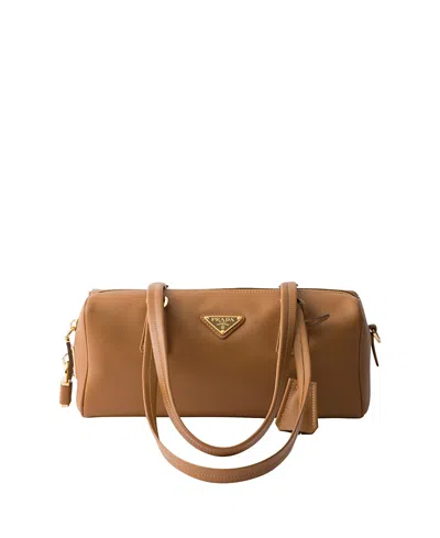 PRADA MEDIUM LEATHER TOP-HANDLE BAG WITH PADLOCK