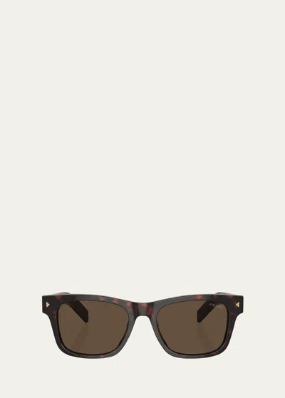 PRADA MEN'S POLARIZED ACETATE RECTANGLE SUNGLASSES